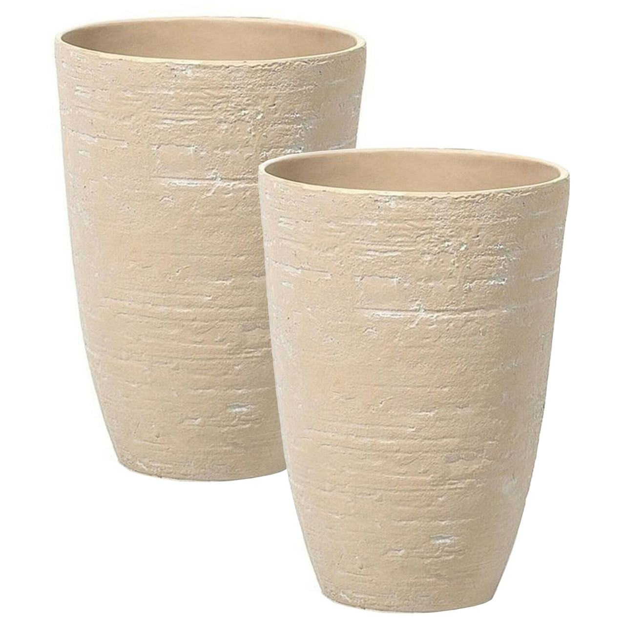 Conjunto de 2 macetas Camia fibra de arcilla crema