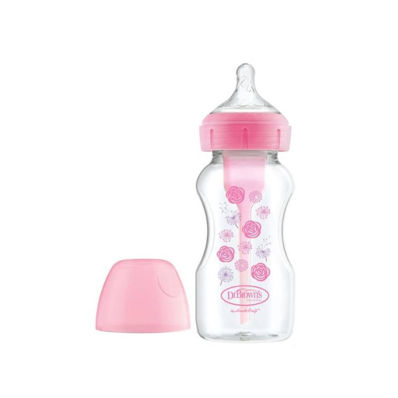 Options+ Biberón Boca Ancha Anti-Cólicos Rosa 270 ml
