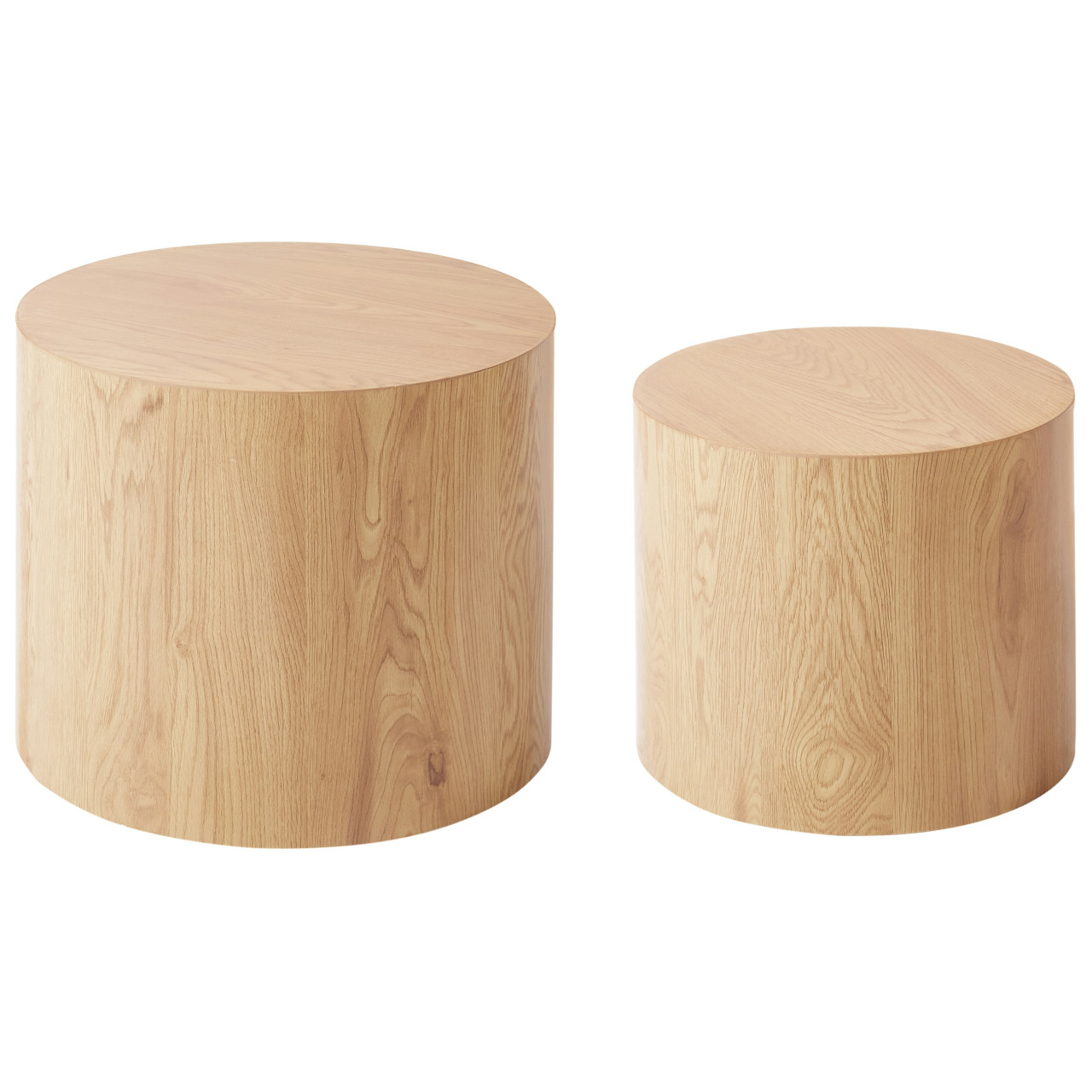 Conjunto de 2 mesas auxiliares Manti MDF chapa madera clara