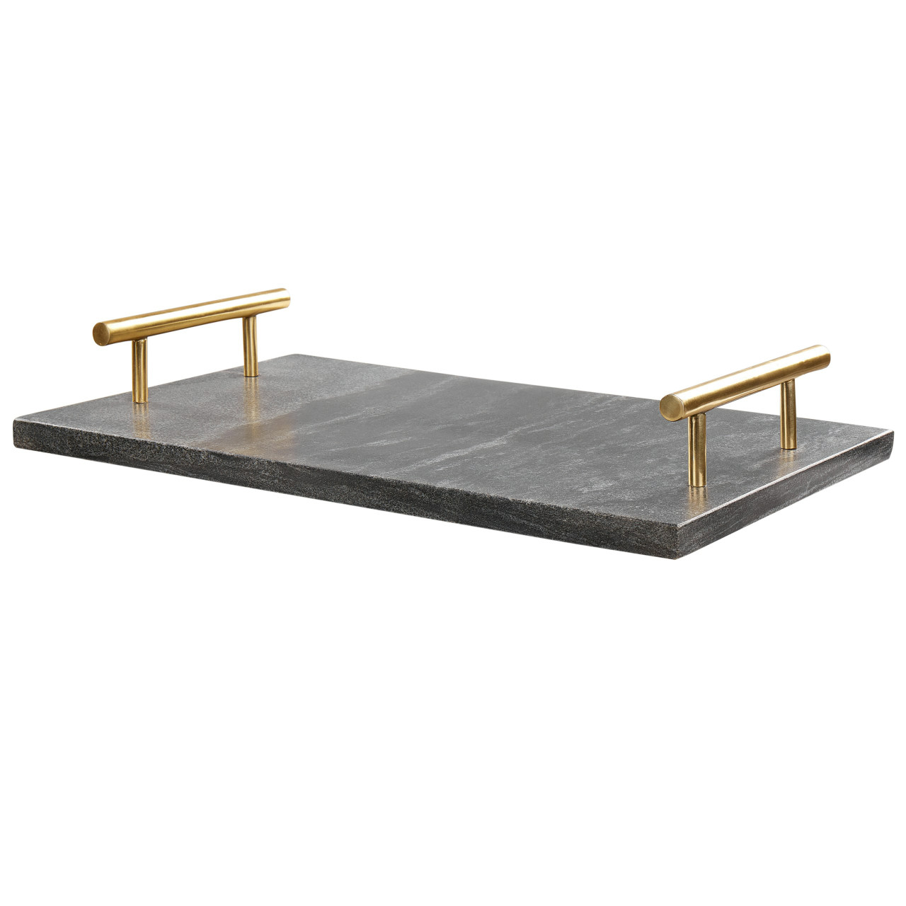 Dimari marble serving tray with metal handles black