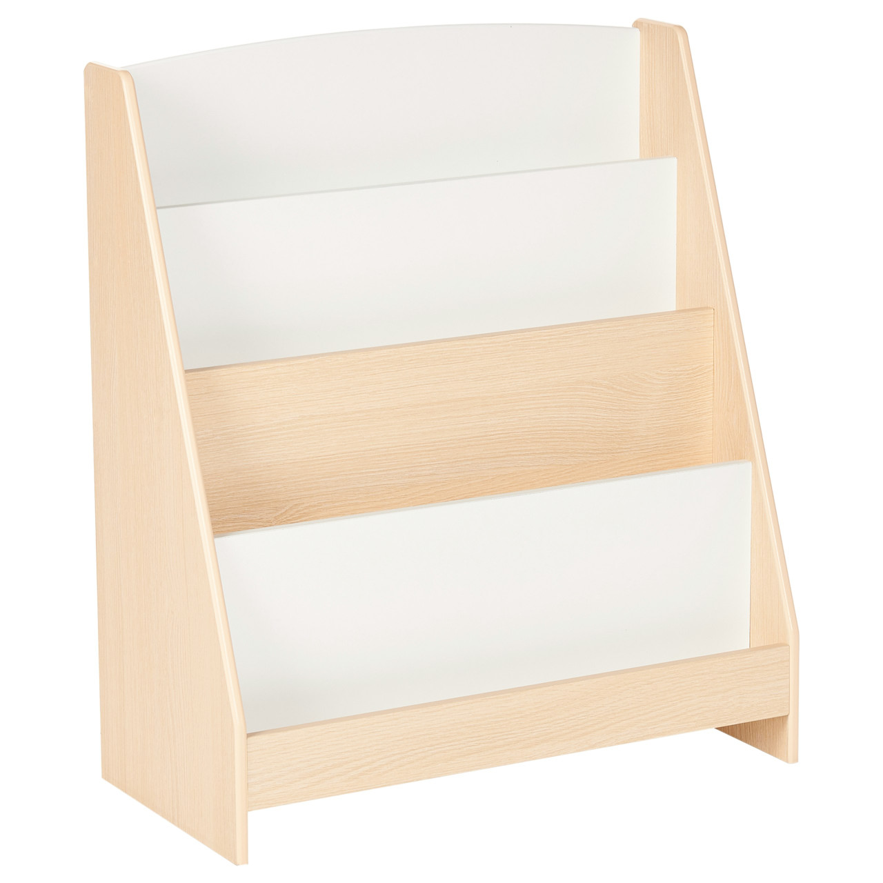 4-shelf MDF shelving unit with pine feet light wood