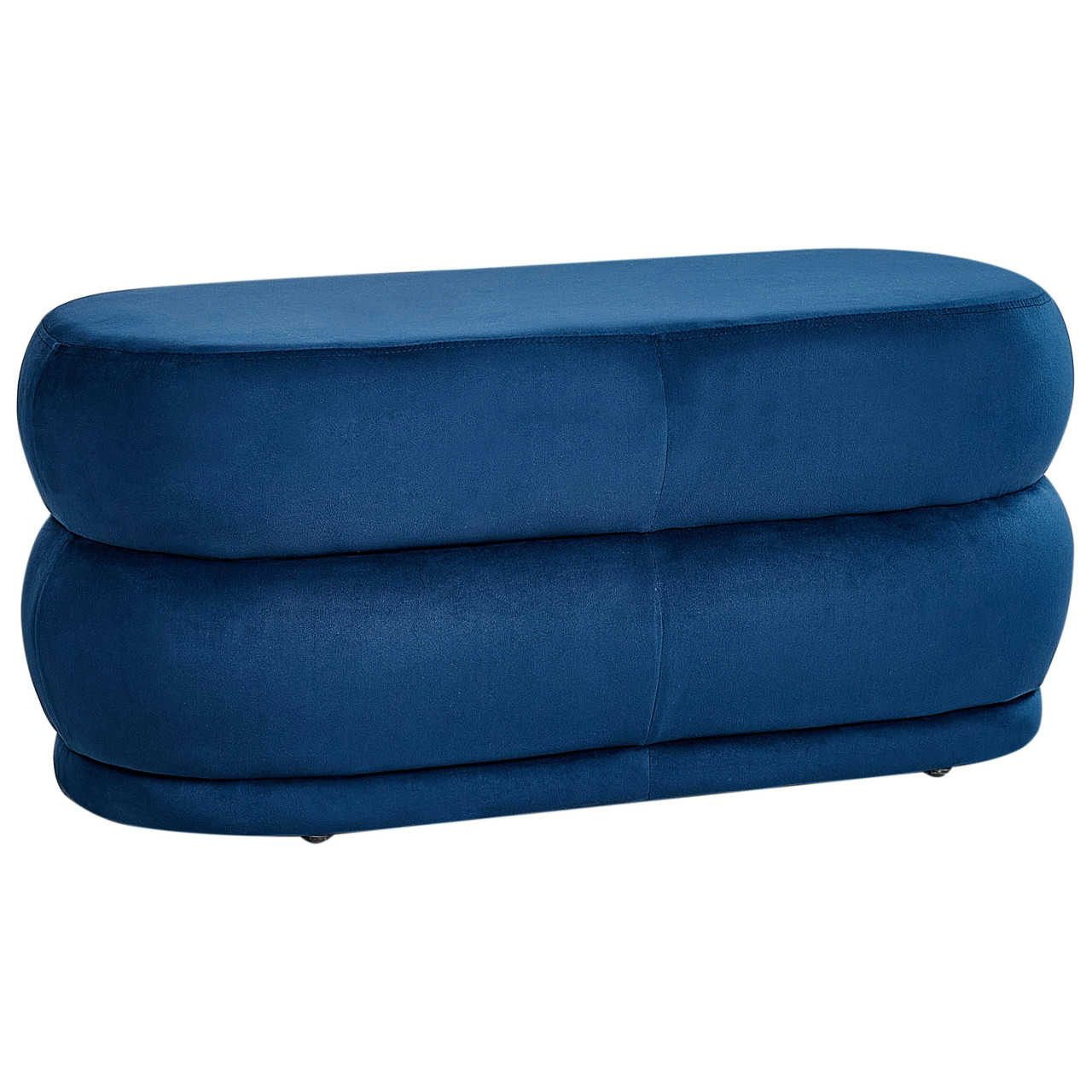 Banco Decorativo Estofado Beliani Ellendale De Veludo Azul 90x41x40