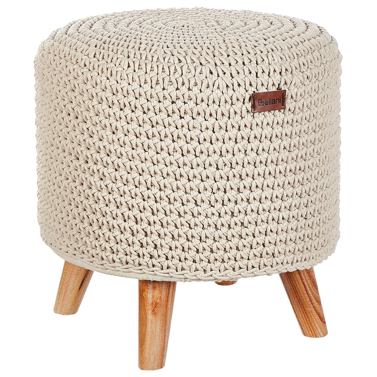 Reposapiés Mardan algodón estilo boho redondo crema