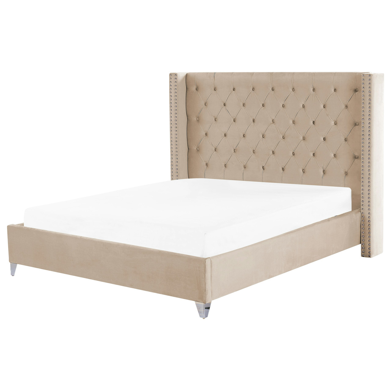 Cama doble Lubbon de terciopelo con somier