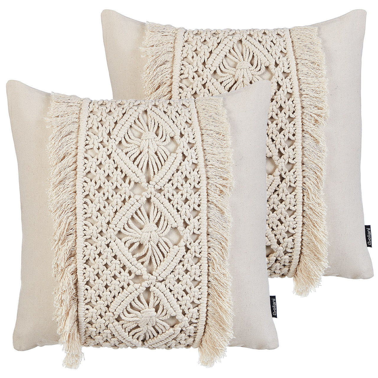 Conjunto de cojines decorativos Kalam algodón 45x45 crema