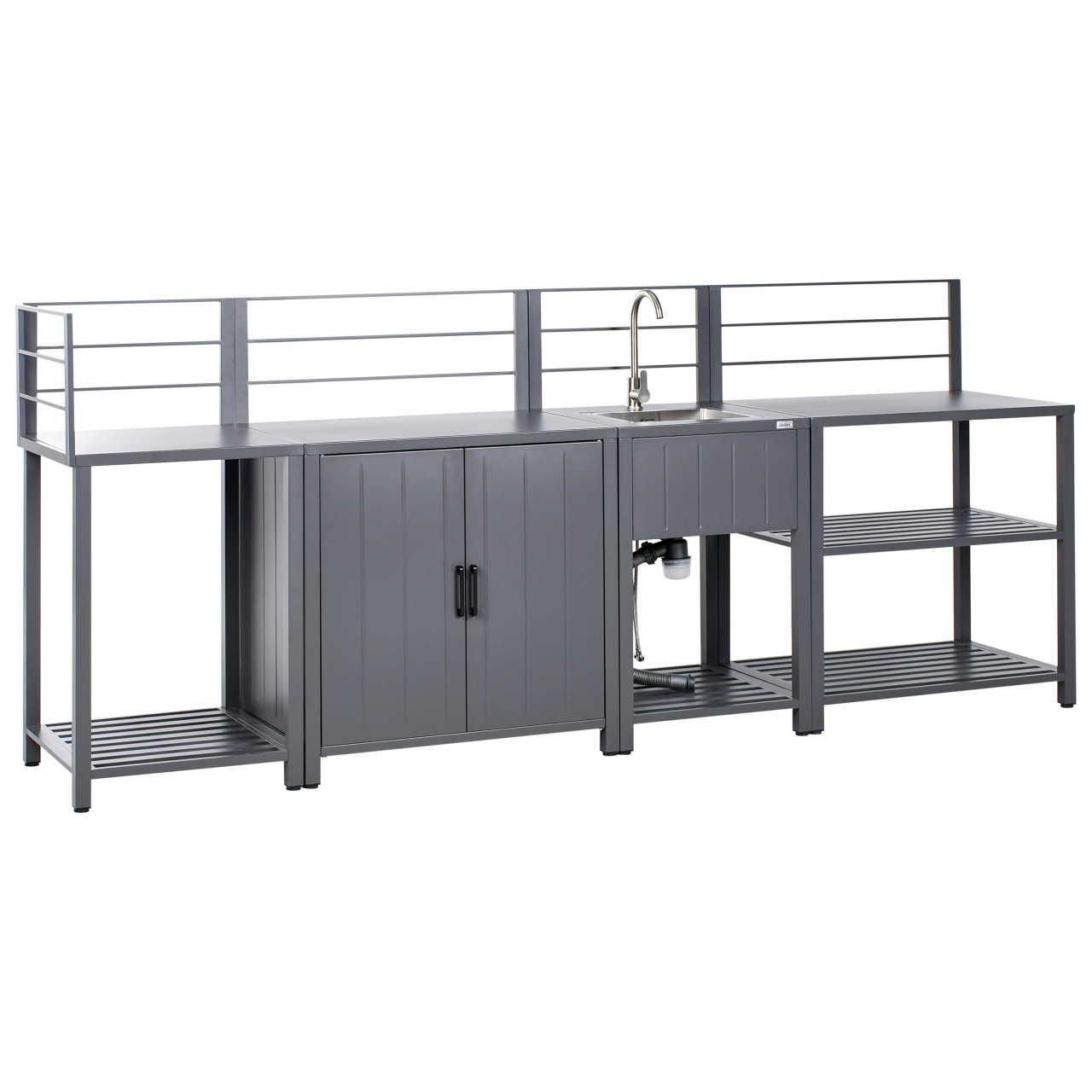 Cocina de jardín Viggiano unidad con fregadero de aluminio
