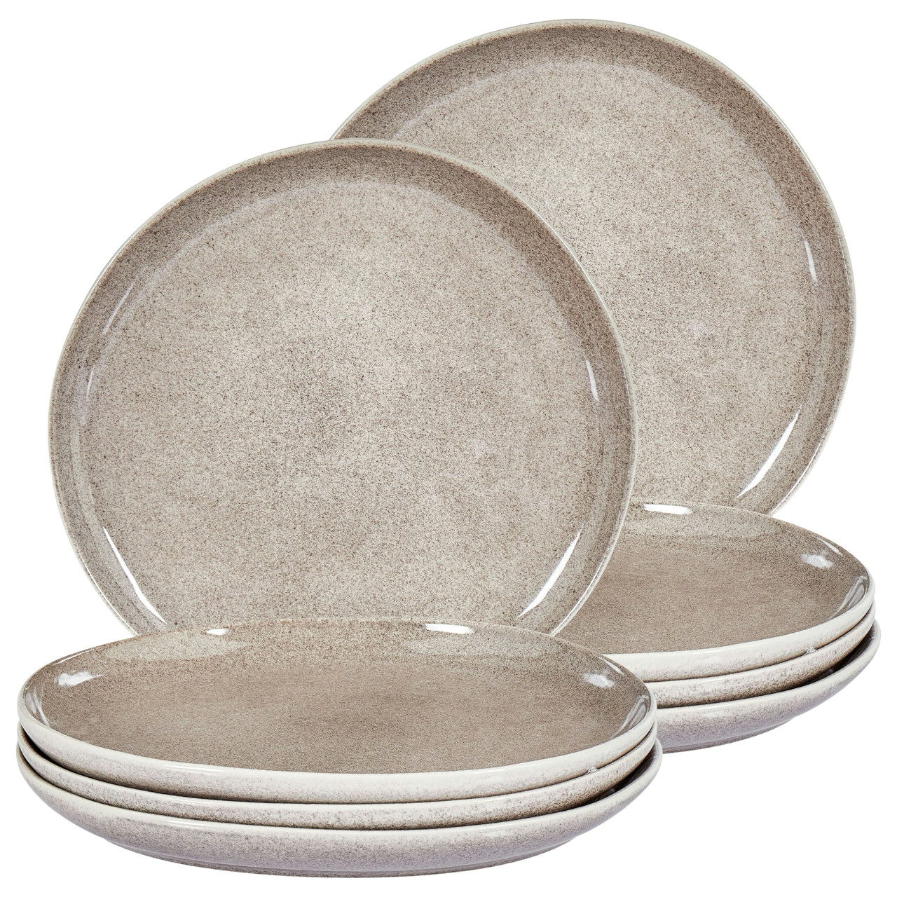 Set de 8 platos llanos Costmary gres gris