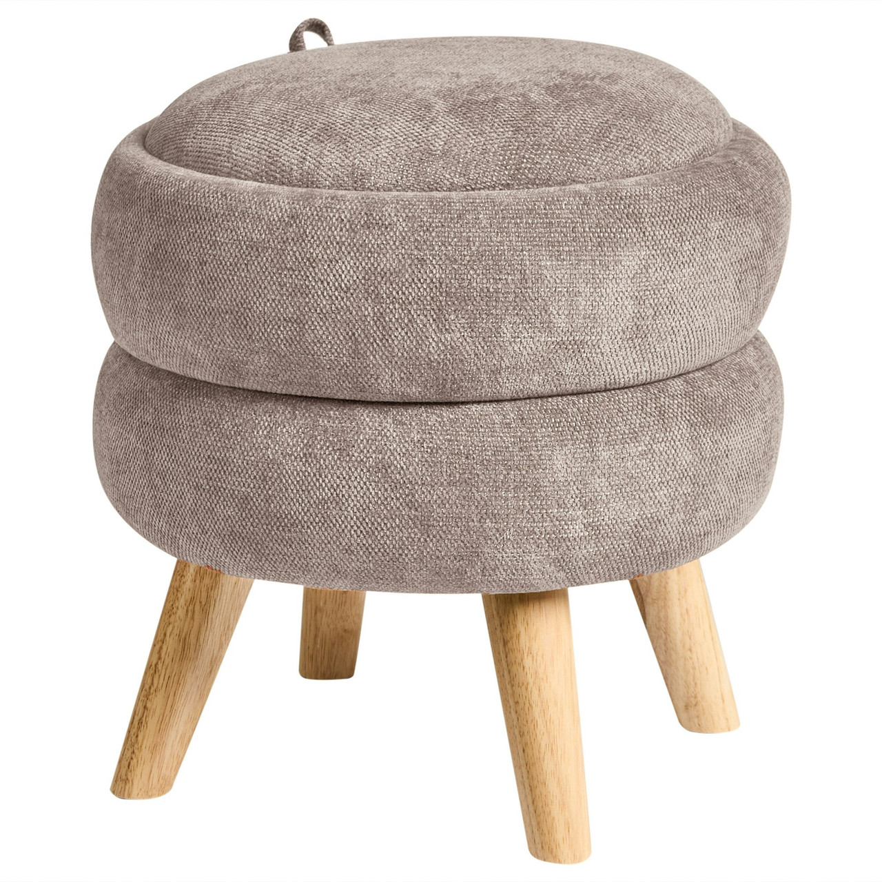 Puf Hawley chenilla con almacenaje gris
