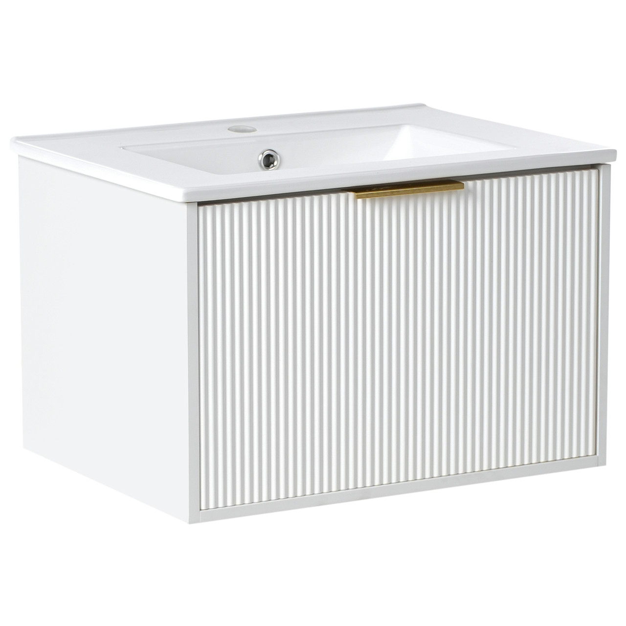 Mueble de lavabo suspendido Tilcara en MDF lacado blanco