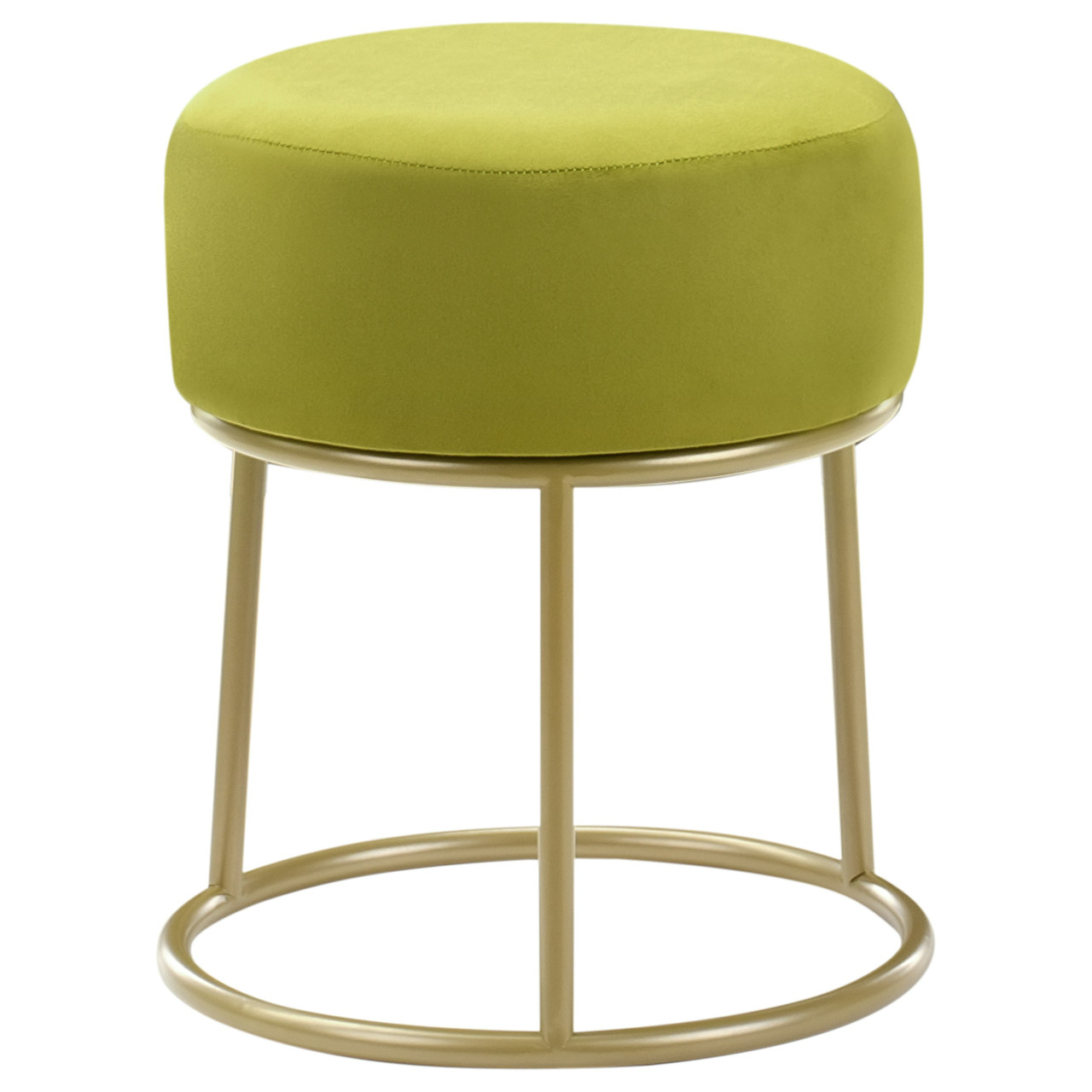 Delco velvet ottoman with gold metal base