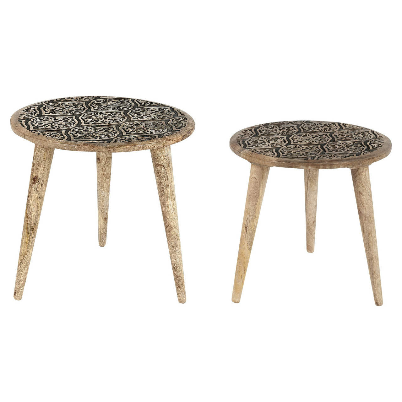 Conjunto de mesas auxiliares Sharma madera de mango 2 piezas