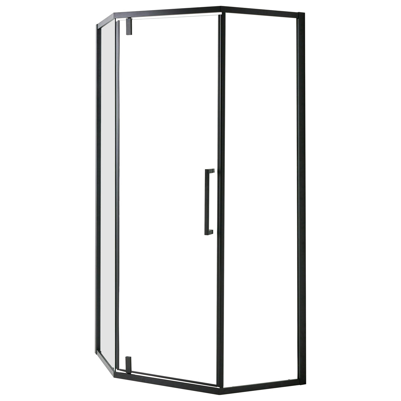 Mampara semicircular Tocantins vidrio templado negro 90x90x190