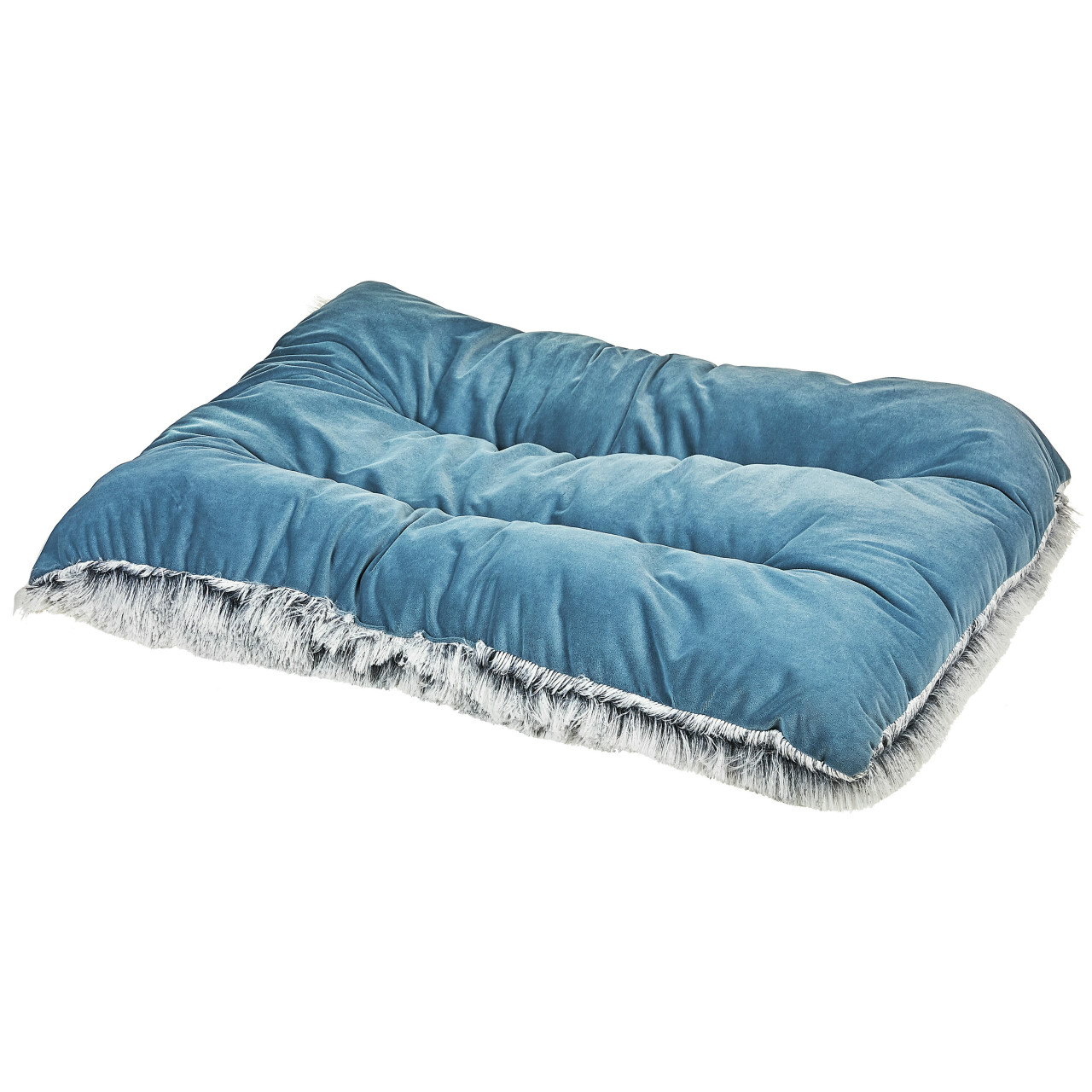 Cama rectangular de terciopelo para perros Ergani azul