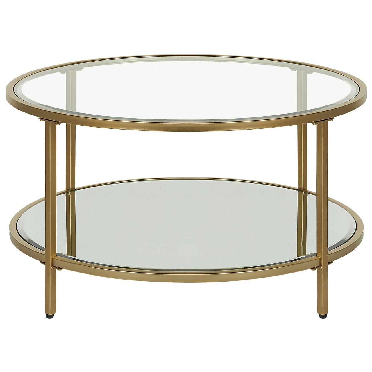 Mesa de centro Birney vidrio templado con estructura metálica dorada