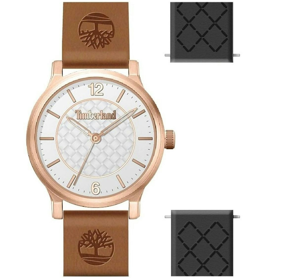 Reloj analógico con correa de cuero y esfera blanca