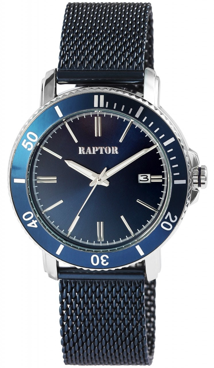 Casual watch with stainless steel mesh bracelet and date display