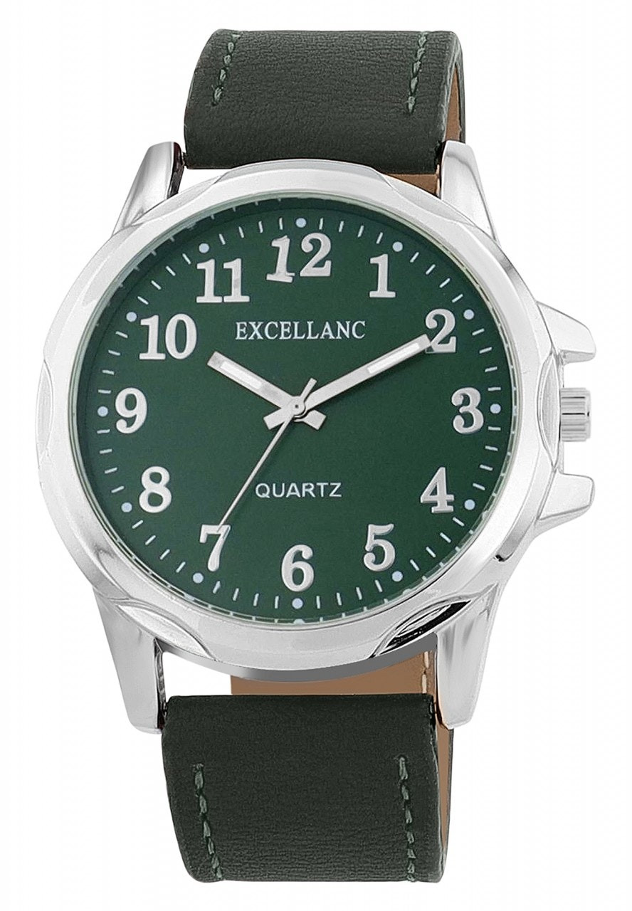 Reloj analógico de hombre con caja de 47 mm y correa de piel sintética