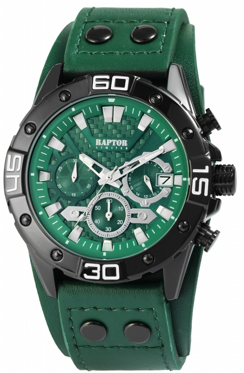 Reloj cronógrafo hombre caja metálica 46 mm correa piel genuina