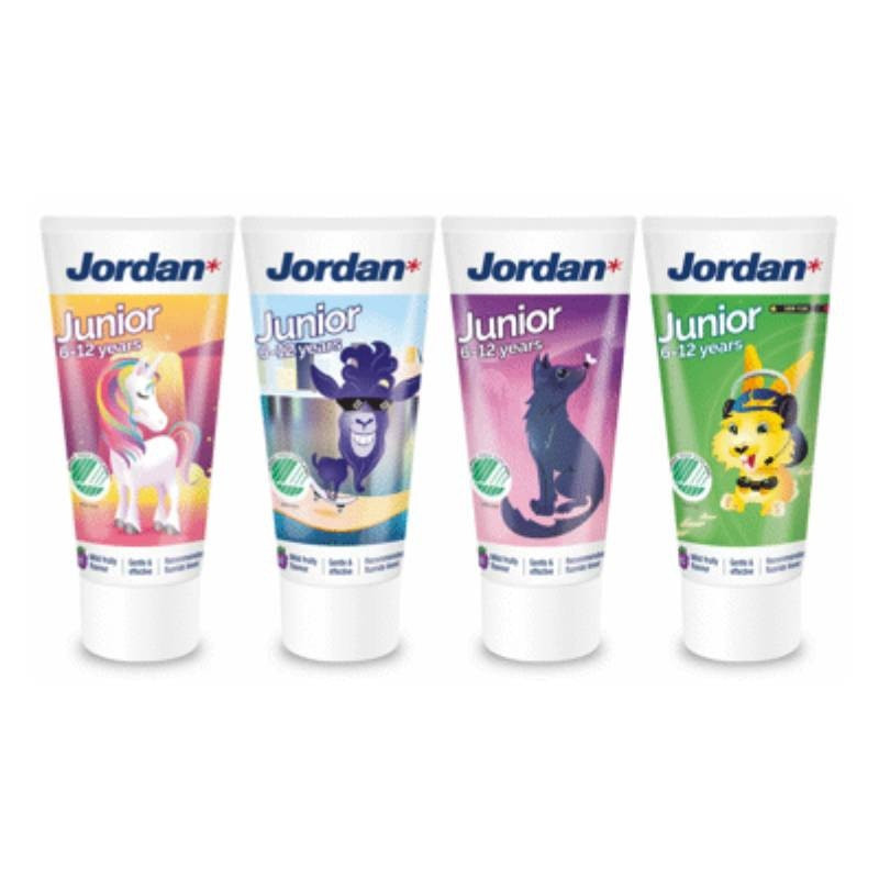 Pasta de dientes junior para dientes permanentes, sin SLS, sabor afrutado