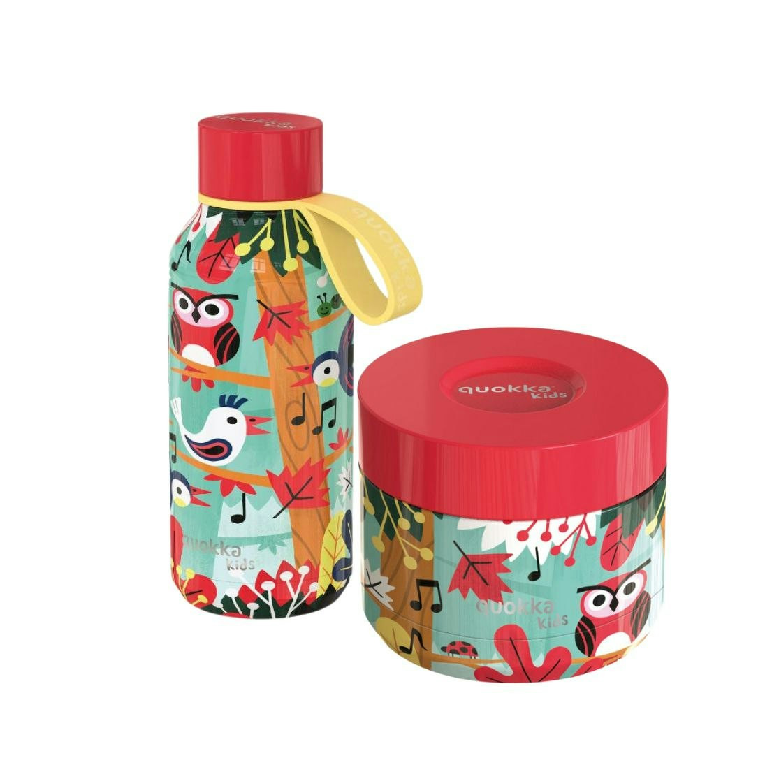 Set infantil termo y botella acero Pássaros