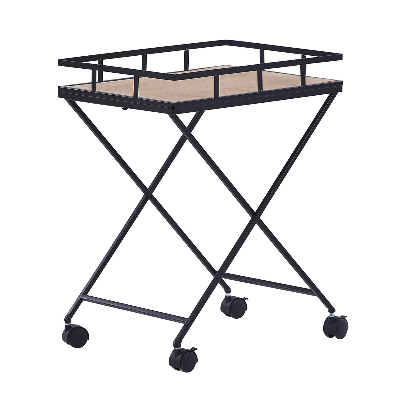 Kitchen trolley Leoti iron with MDF top