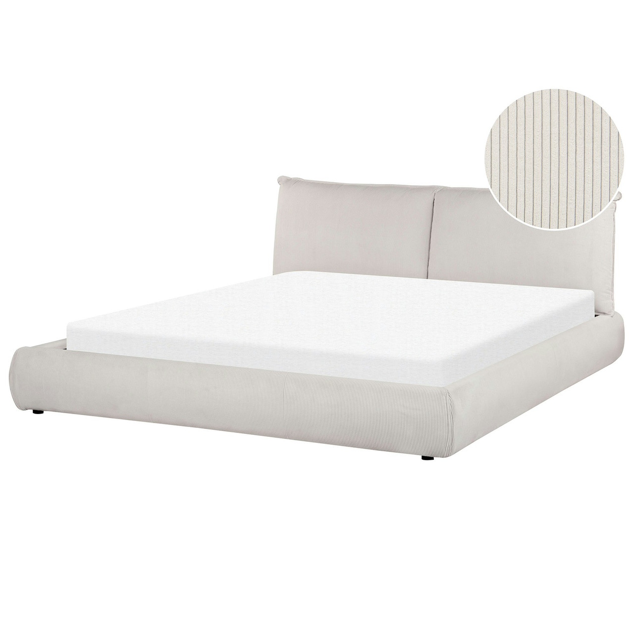 Cama tapizada Vinay de pana beige
