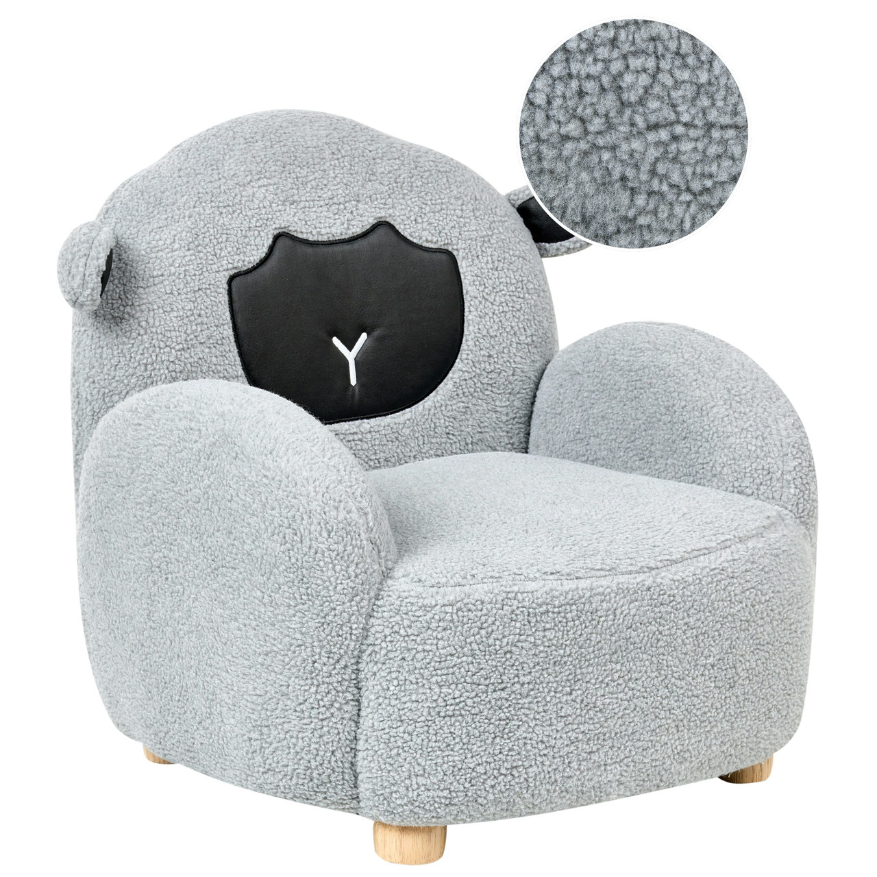 Sillón infantil forma de oveja Ula bouclé gris