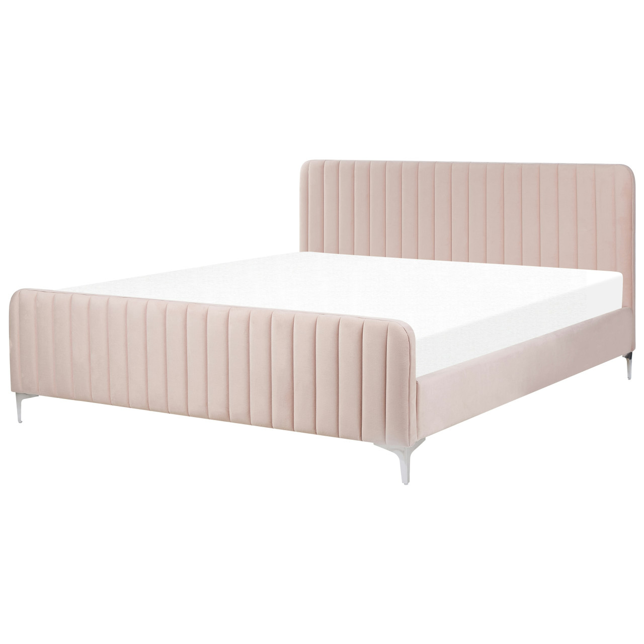 Lunan velvet double bed with slatted base