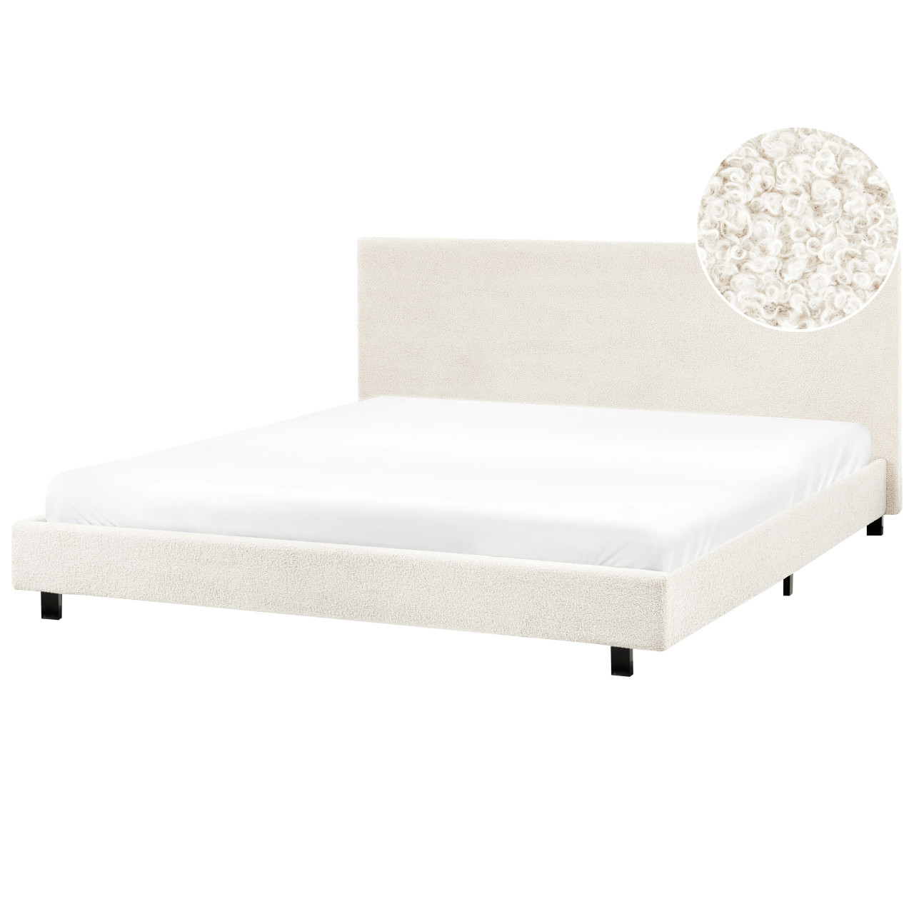 Cama Albi bouclé blanco con somier