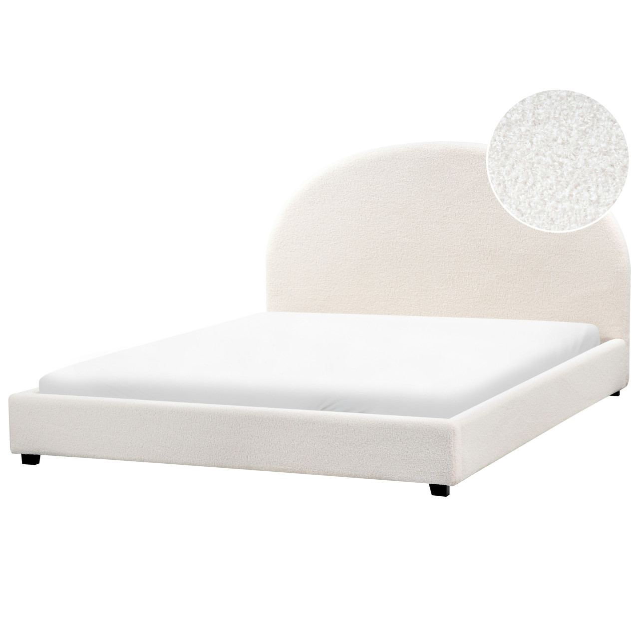 Vaucluse bouclé white bed with slatted base 28 slats