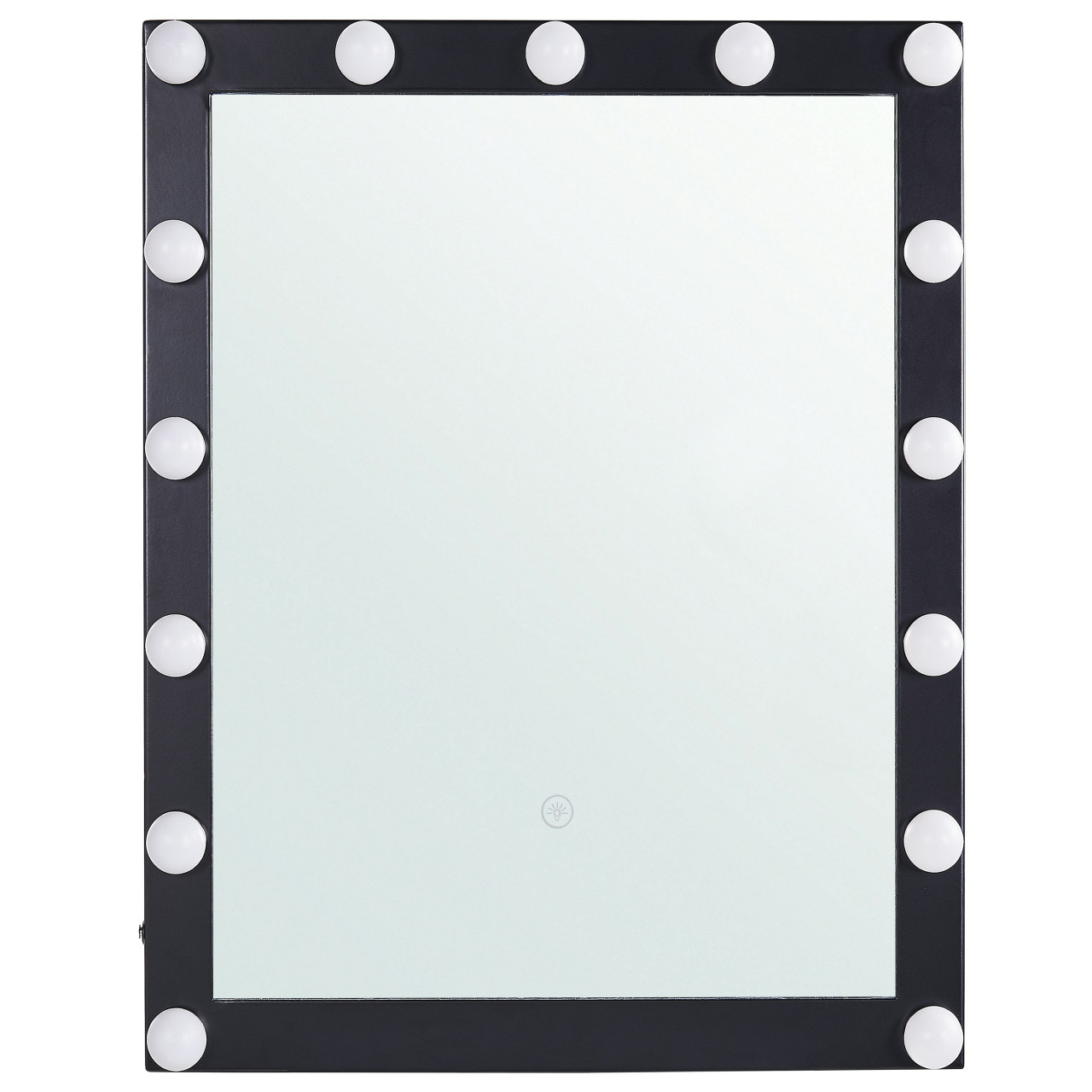 Odenas LED wall mirror in black iron