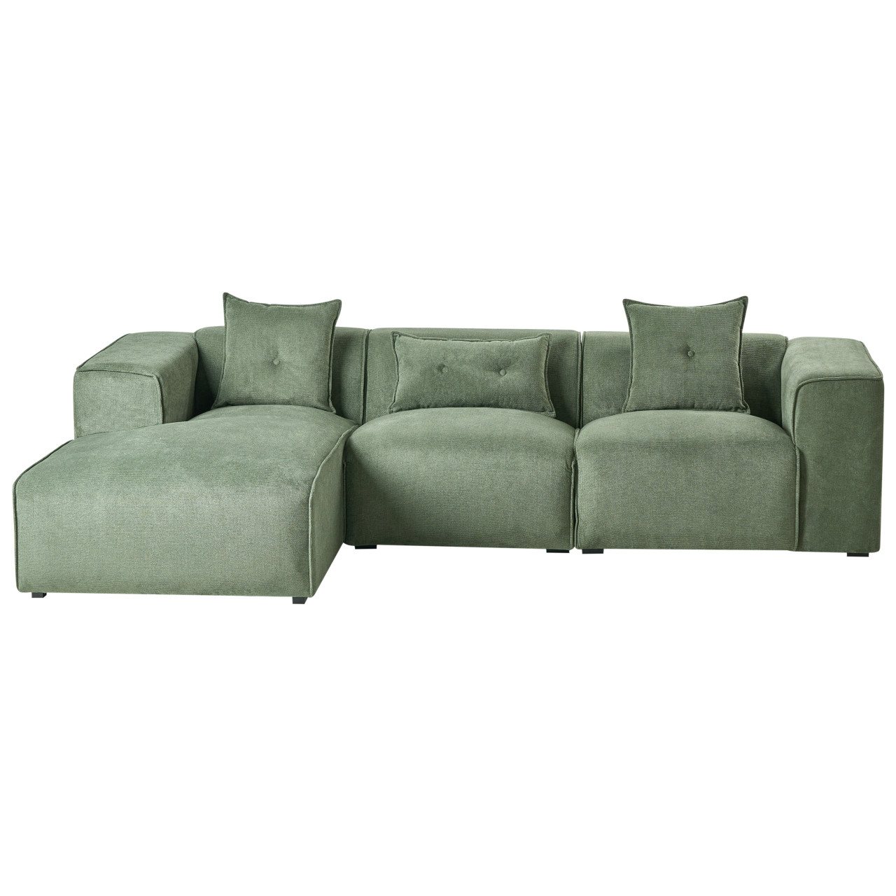 Sofá esquinero Dolva chenilla verde con chaise derecha