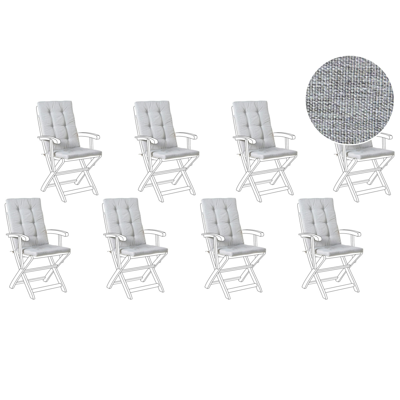 Conjunto 8 cojines Maui Premium asiento y respaldo lino sintético gris jaspeado