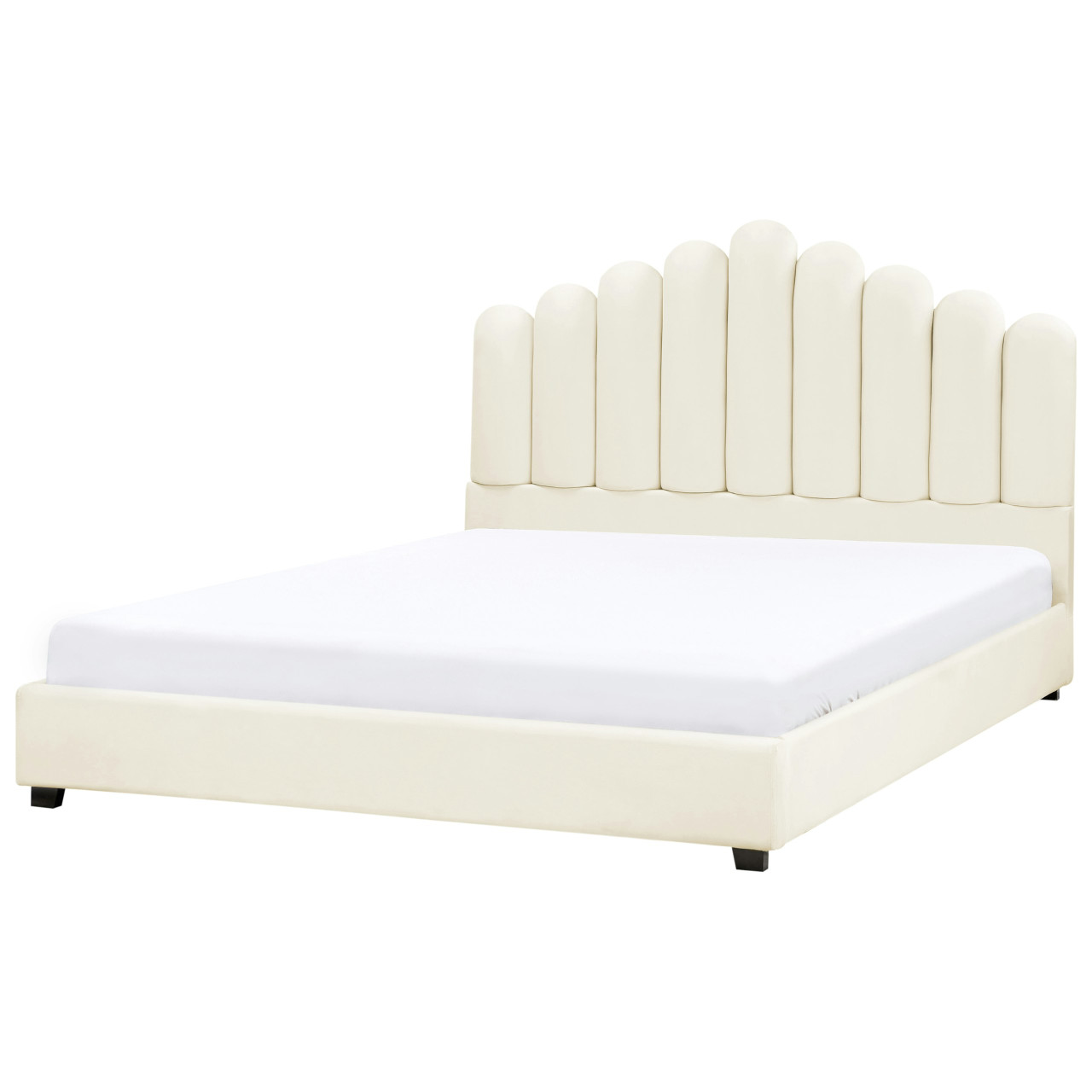 Cama Vincennes de terciopelo con somier 14 láminas