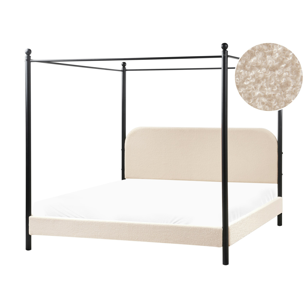 Cama con dosel Dannemois en bouclé beige