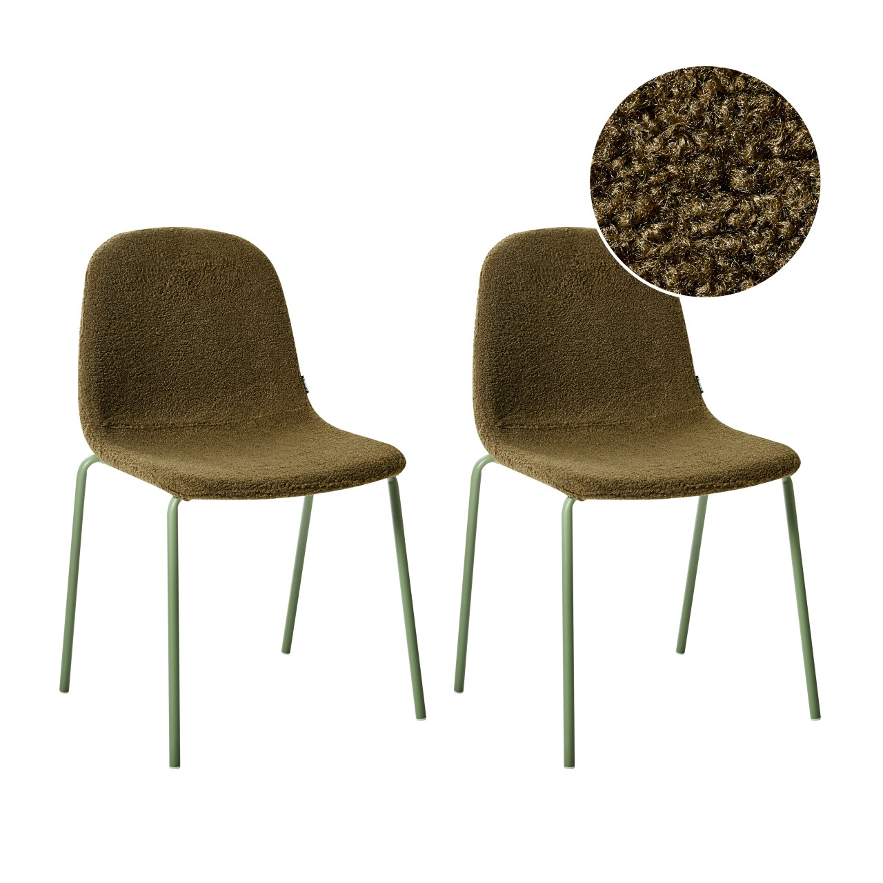 Silla de conferencia Loma en bouclé verde con estructura metálica (2 unidades)
