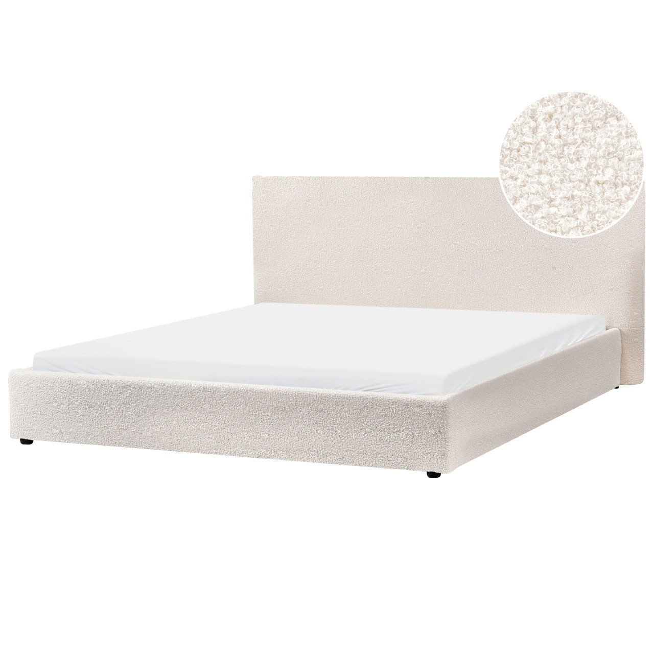 Cama Lavaur tapizada en bouclé con somier