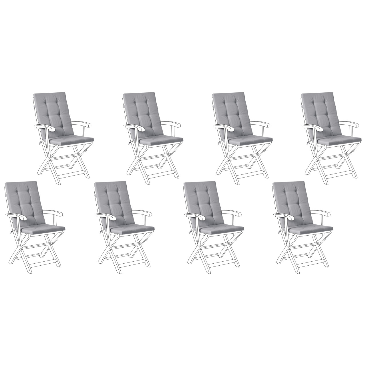 Cojines Maui Premium asiento y respaldo tejido gris claro conjunto 8