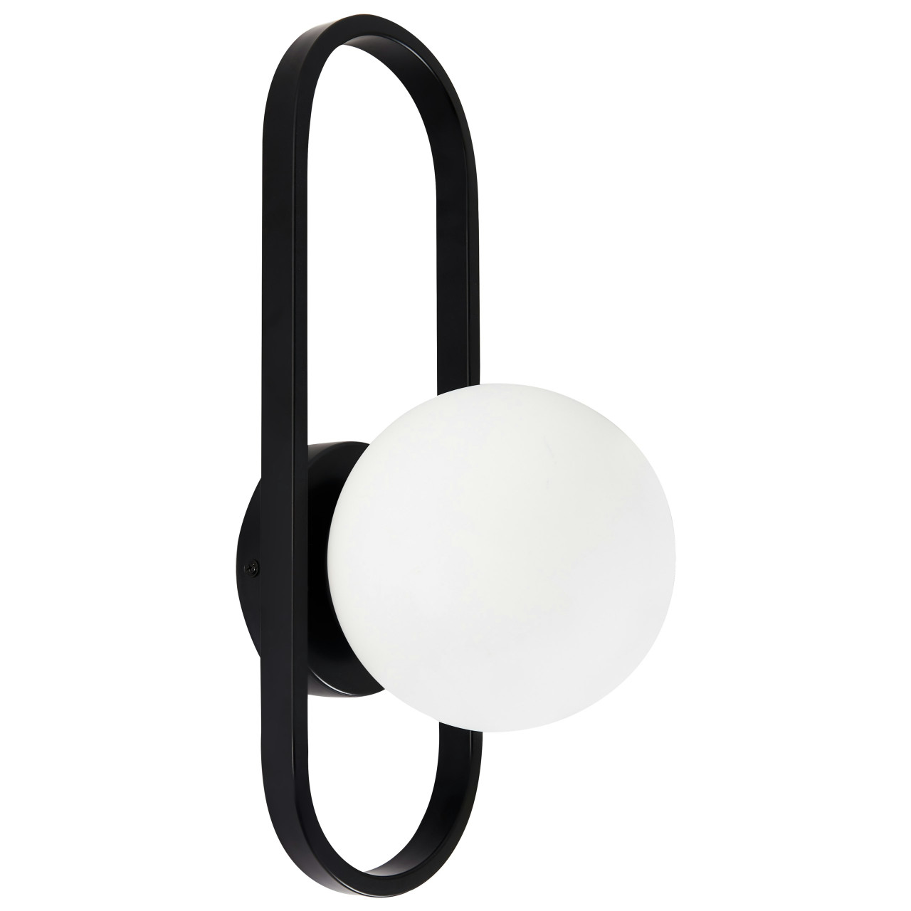 Vardi wall lamp in iron with opal glass globe