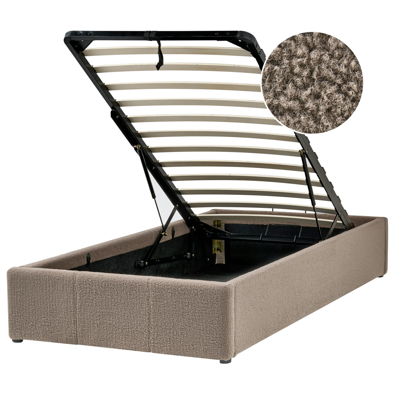 Cama Dinan con almacenamiento bouclé beige