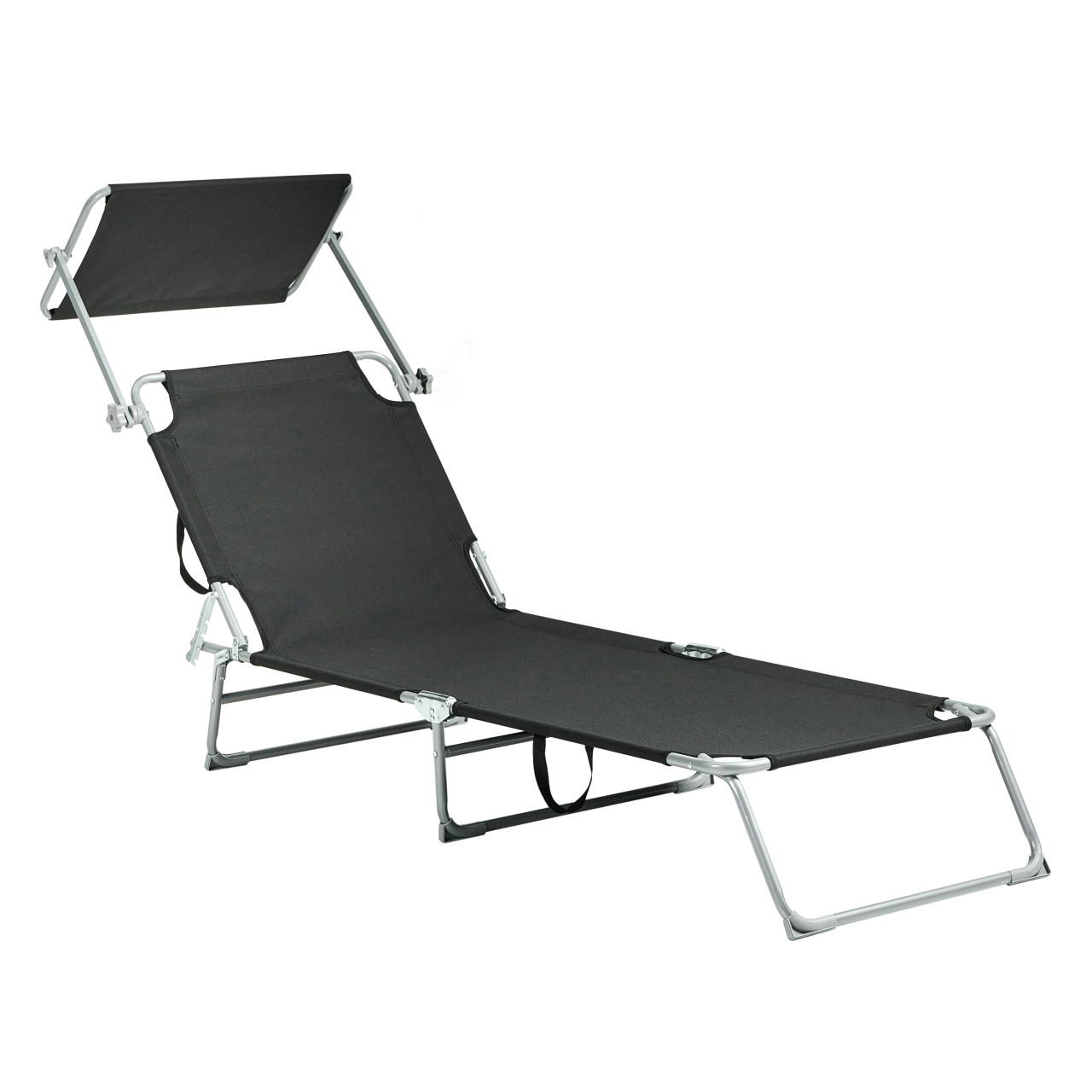 Foligno sun lounger steel with canopy and adjustable backrest
