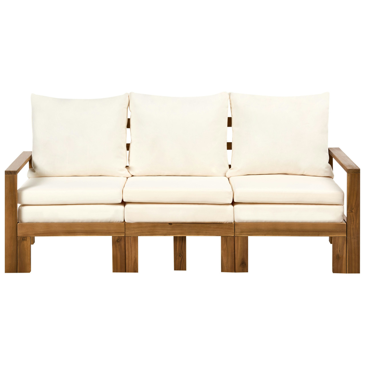 Banco de jardín ajustable en madera de acacia con cojines