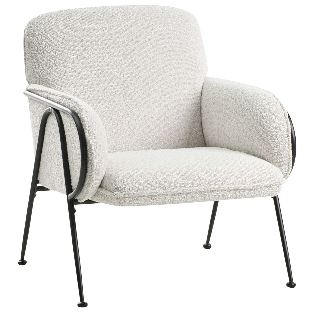 Sillón Trysnes de tela beige con estructura metálica