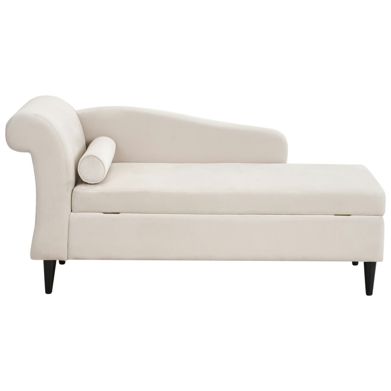 Luiro velvet chaise longue with storage, left orientation
