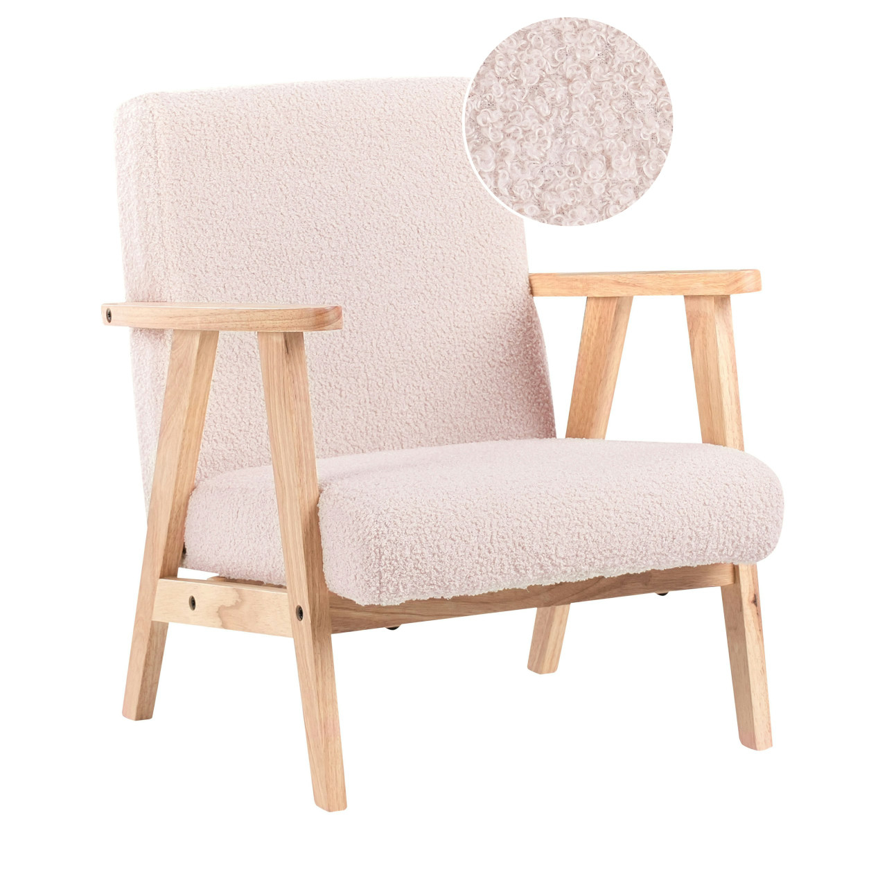 Sillón infantil Linde bouclé rosa