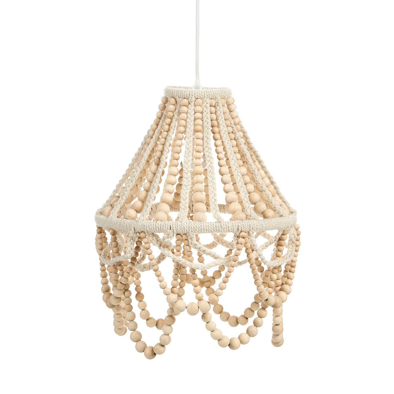 Lámpara colgante macramé en madera de caucho