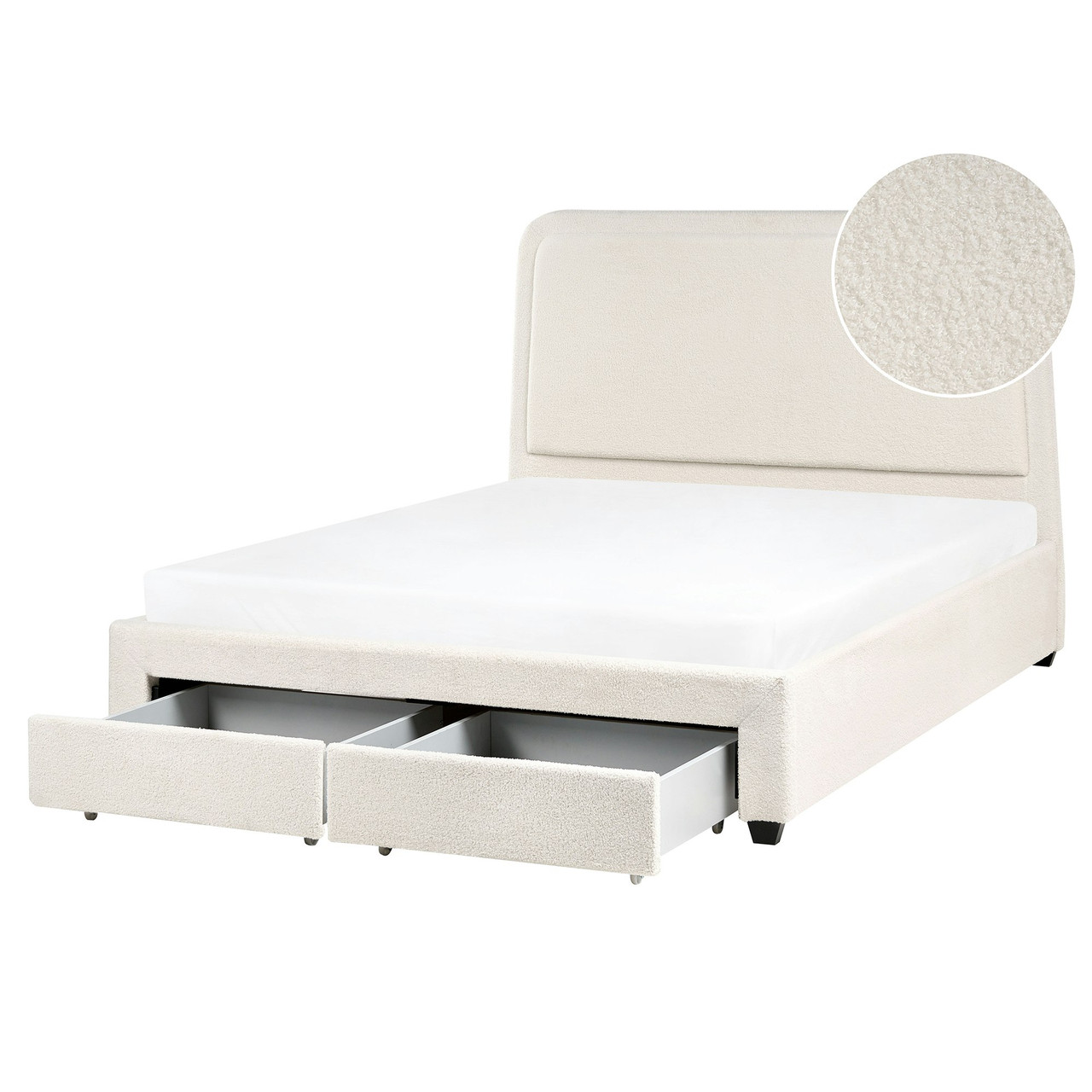 Cama Sardent con cajones en tejido bouclé