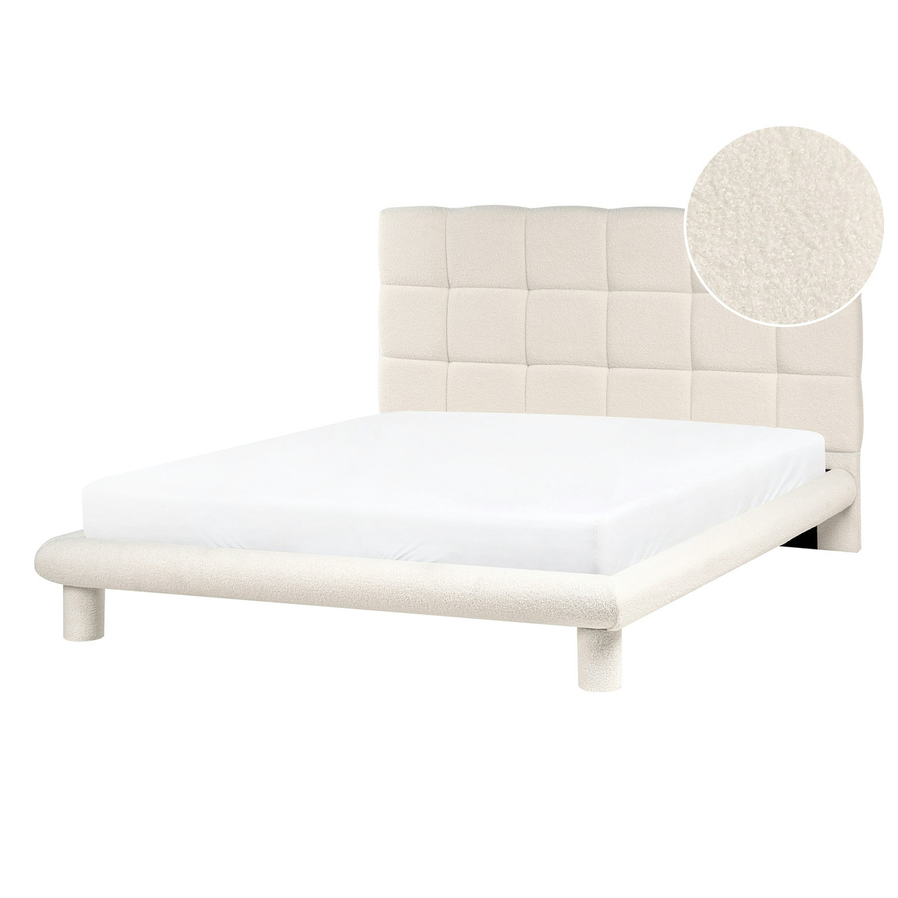 Cressat bouclé upholstered bed with slatted base
