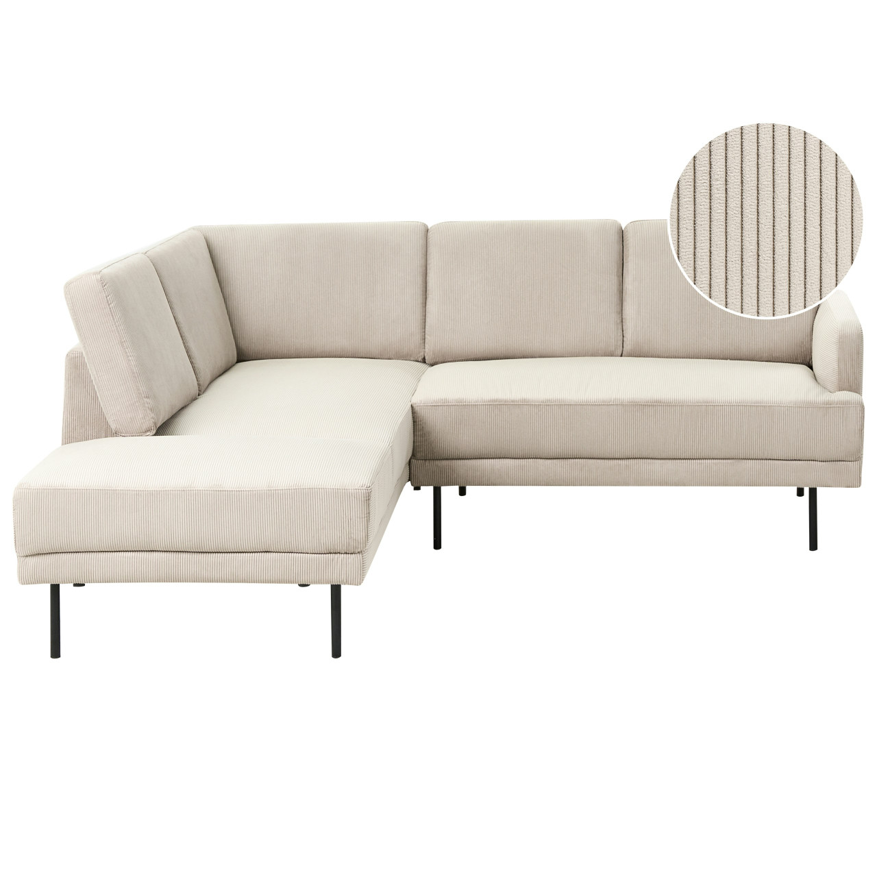 Breda L-shaped corner sofa in corduroy beige