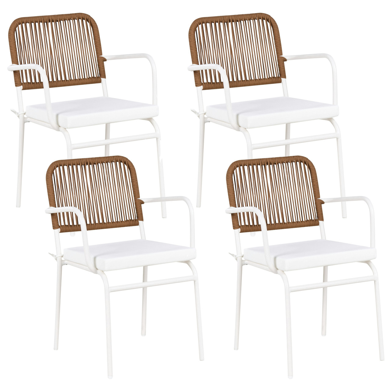 Conjunto de 4 sillas de aluminio con cojines blanco